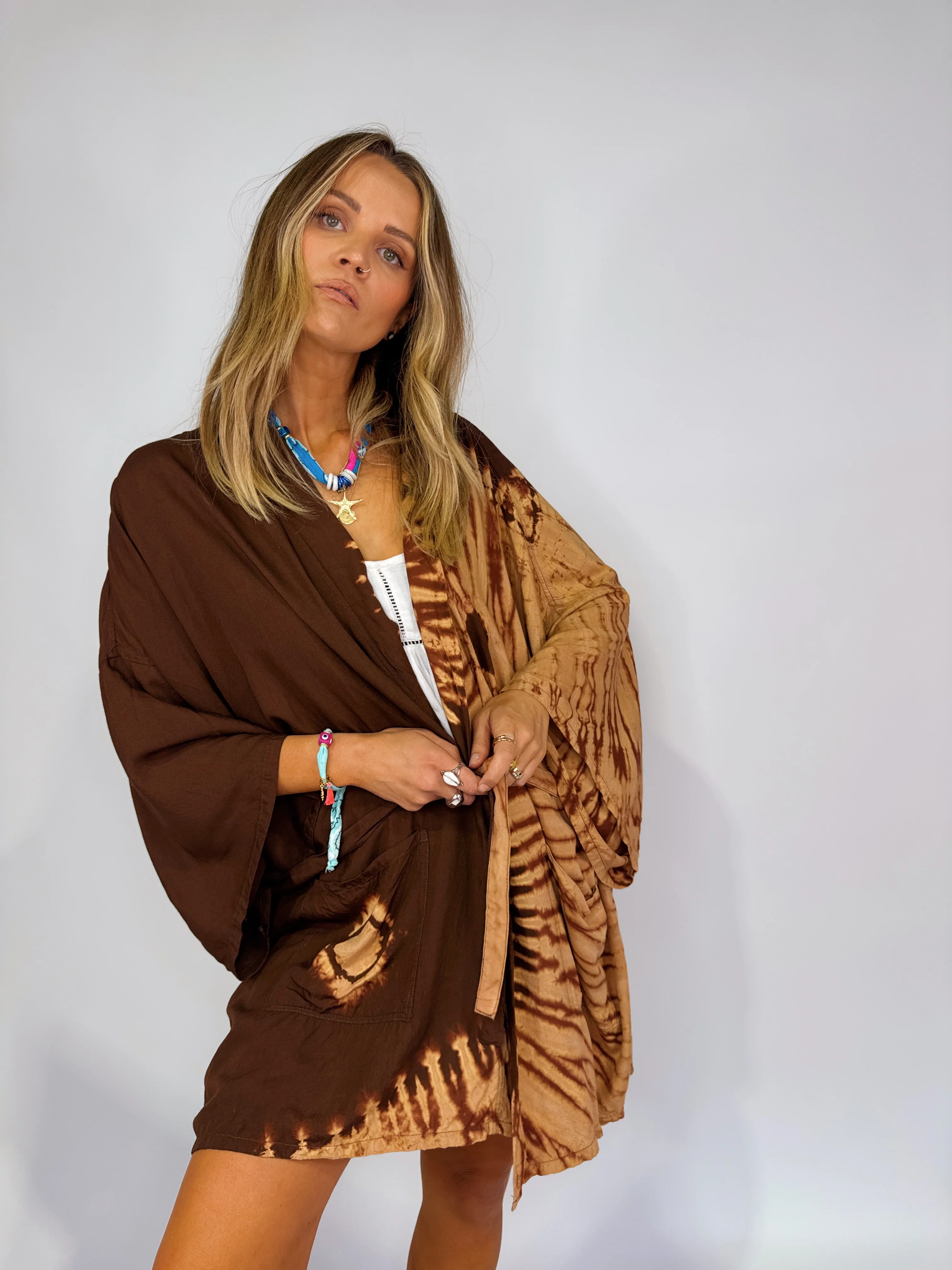 Mid Length Kimono ~ Choco Yin Yang - Image 10