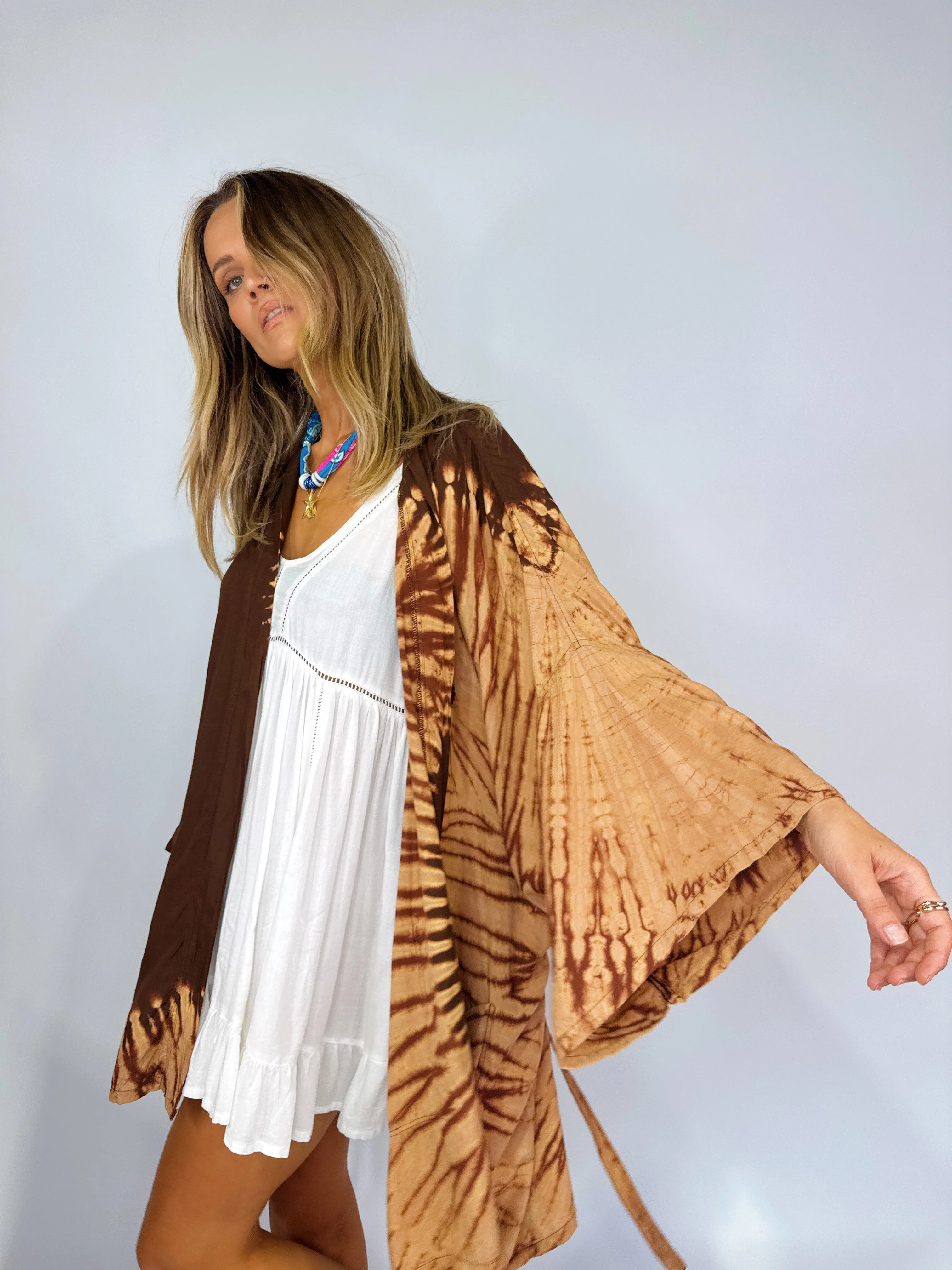 Mid Length Kimono ~ Choco Yin Yang - Image 11