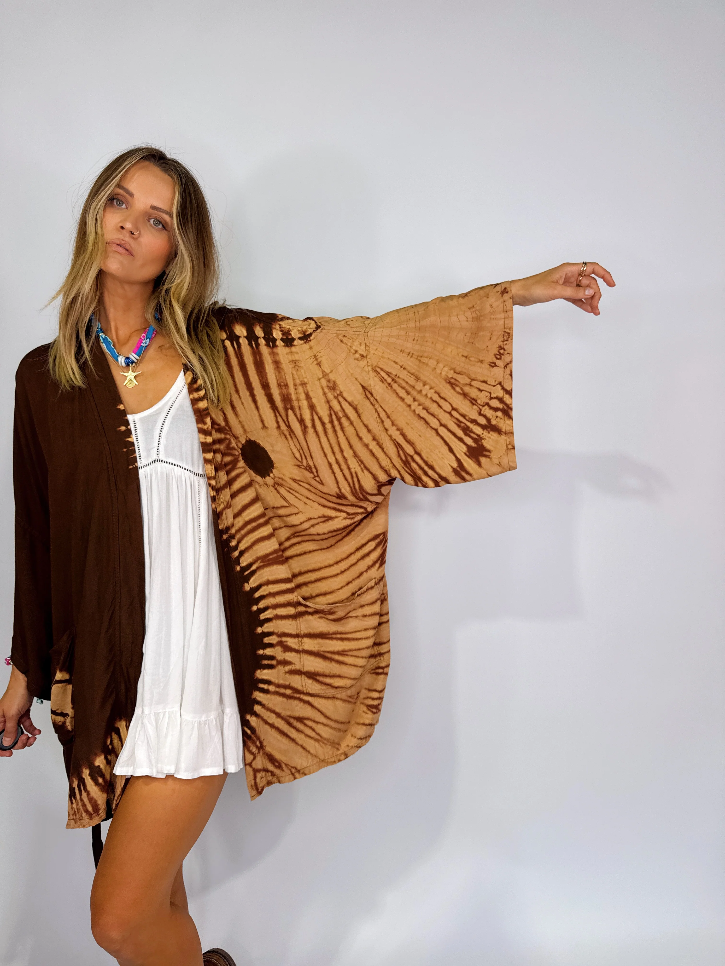 Mid Length Kimono ~ Choco Yin Yang - Image 9