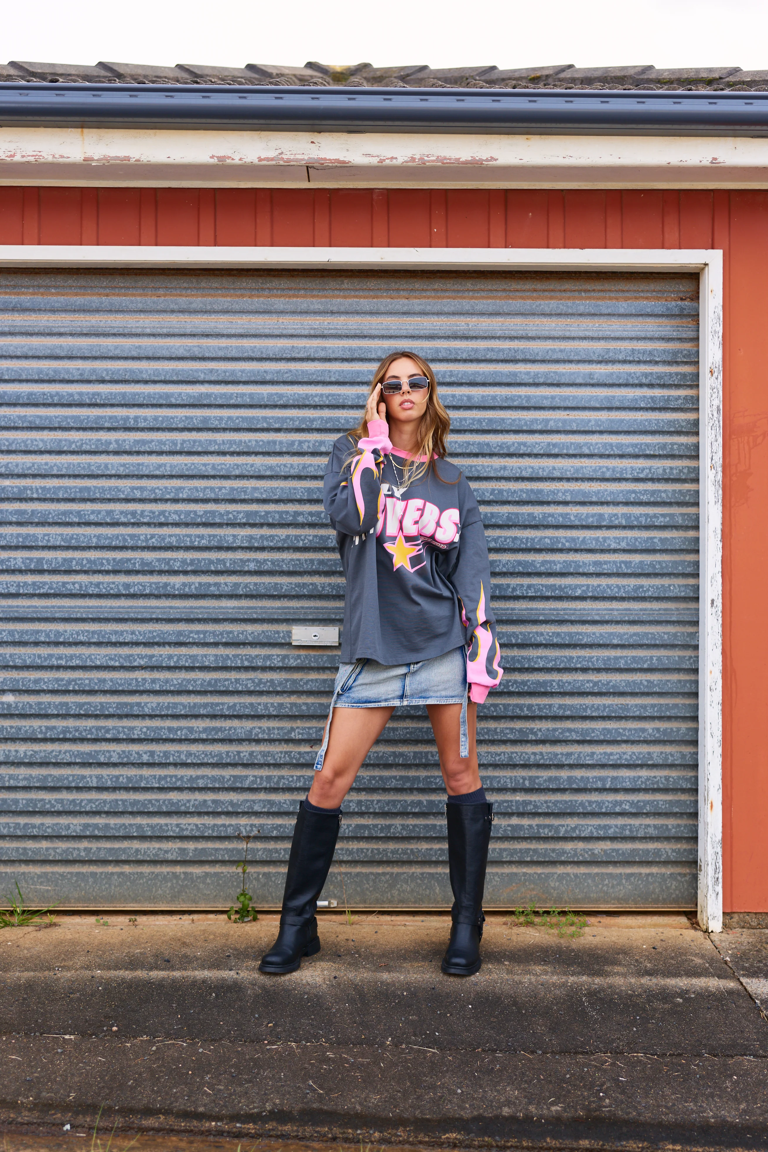 Moto Long Sleeve Tee - Charcoal - Image 6