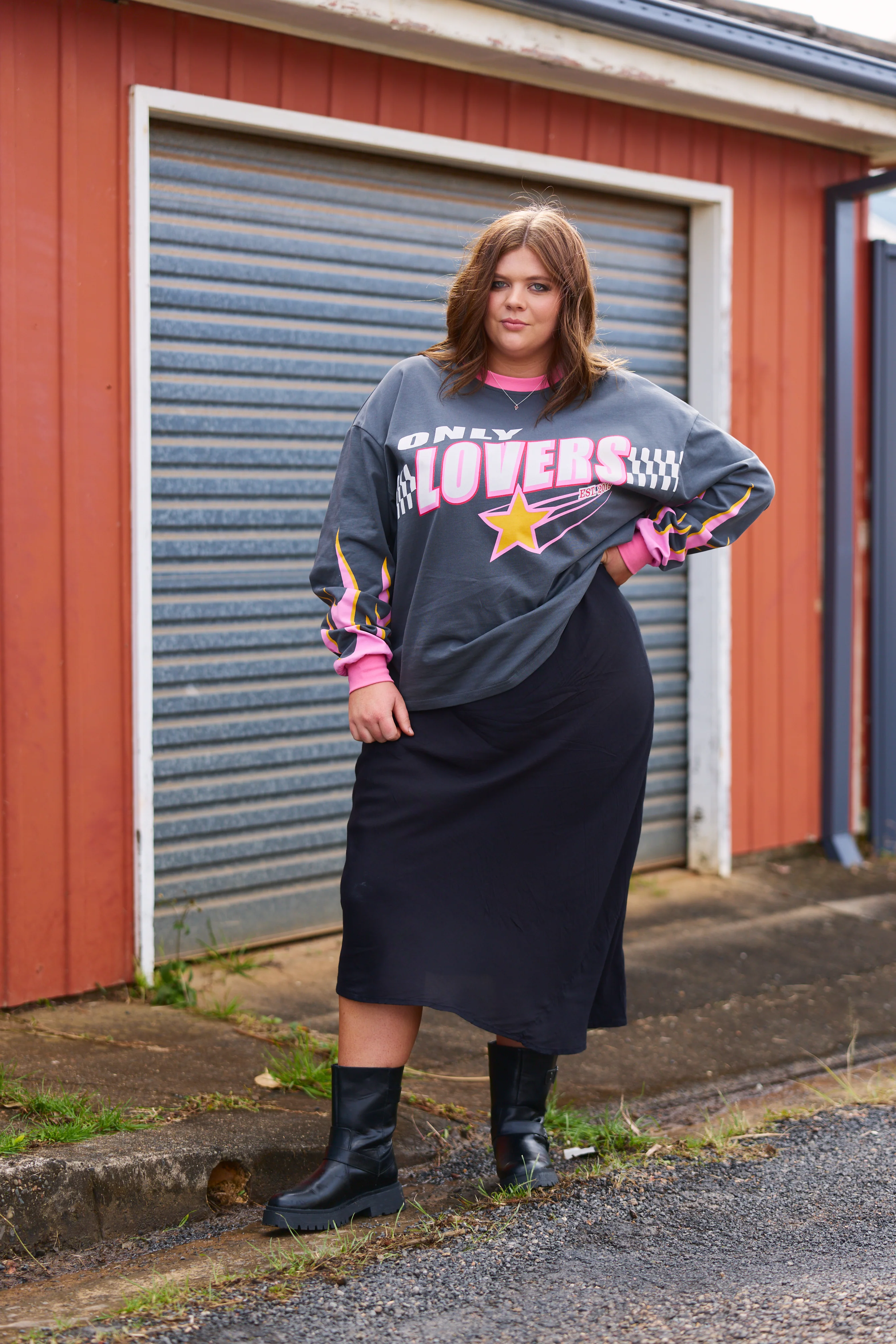 Moto Long Sleeve Tee - Charcoal - Image 7