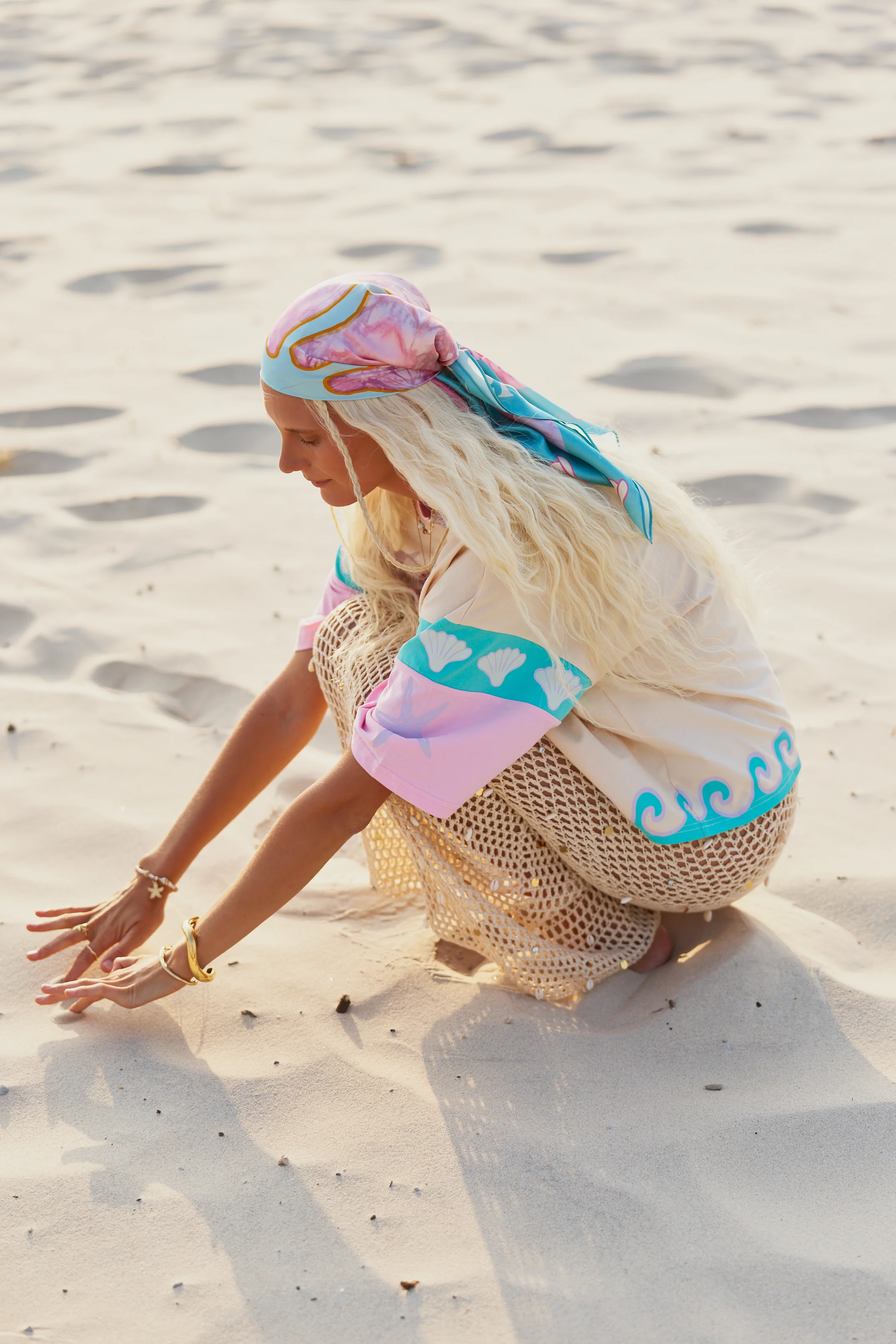 (WS) Silk Scarf ~ Aqua Mirage - Image 5