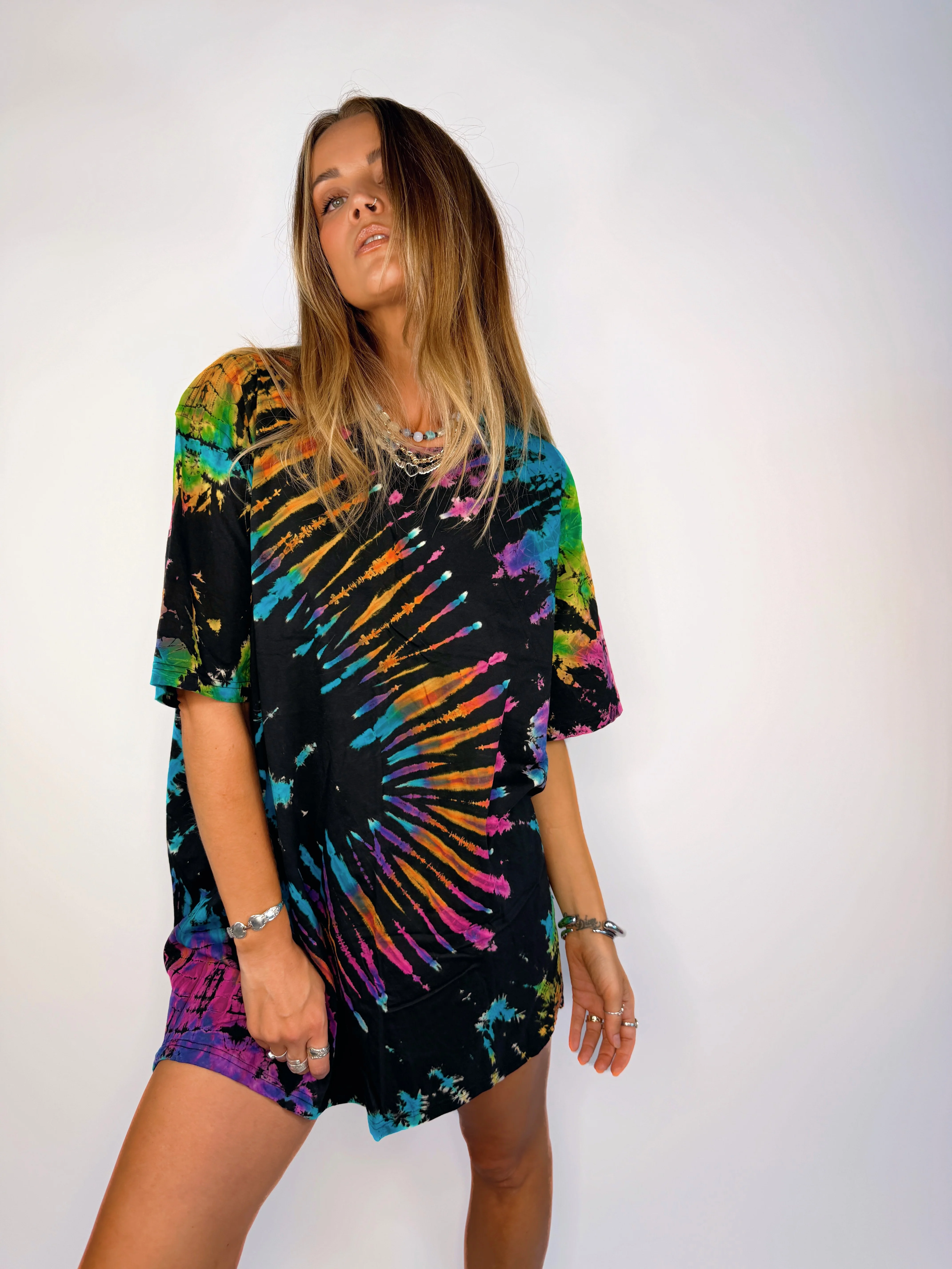 Tee Dress ~ Black + Rainbow - Image 3