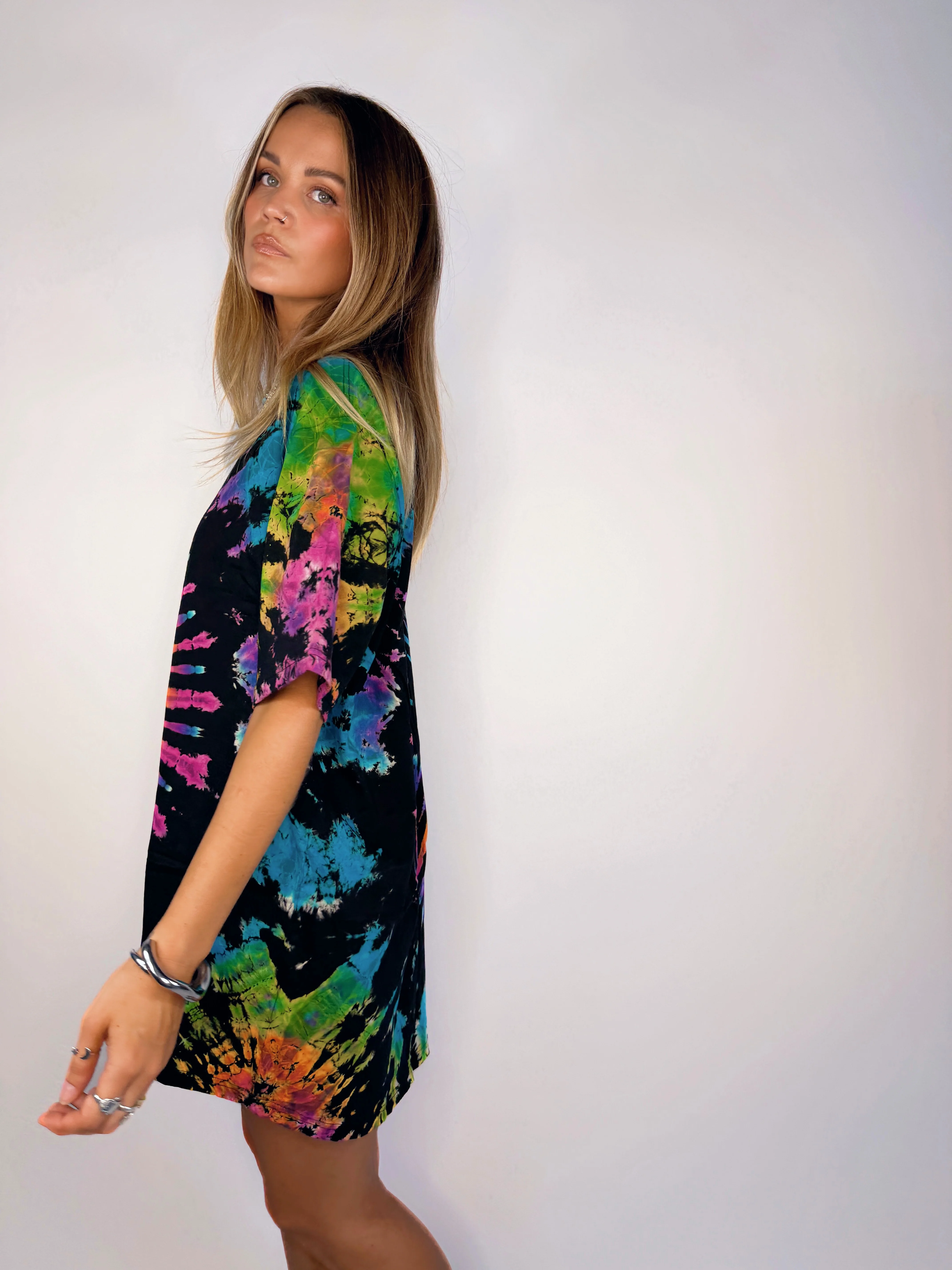 Tee Dress ~ Black + Rainbow - Image 4