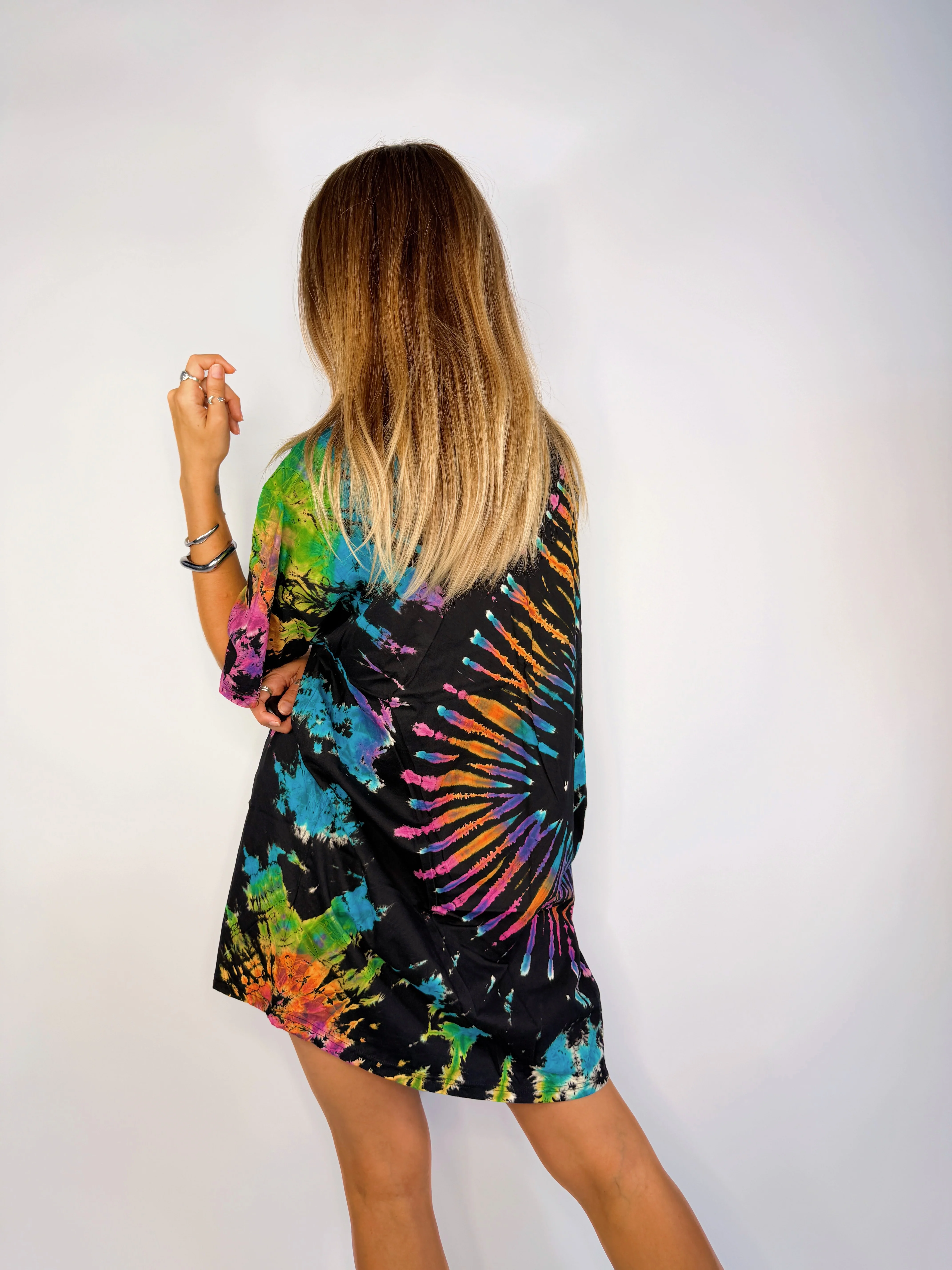 Tee Dress ~ Black + Rainbow - Image 5