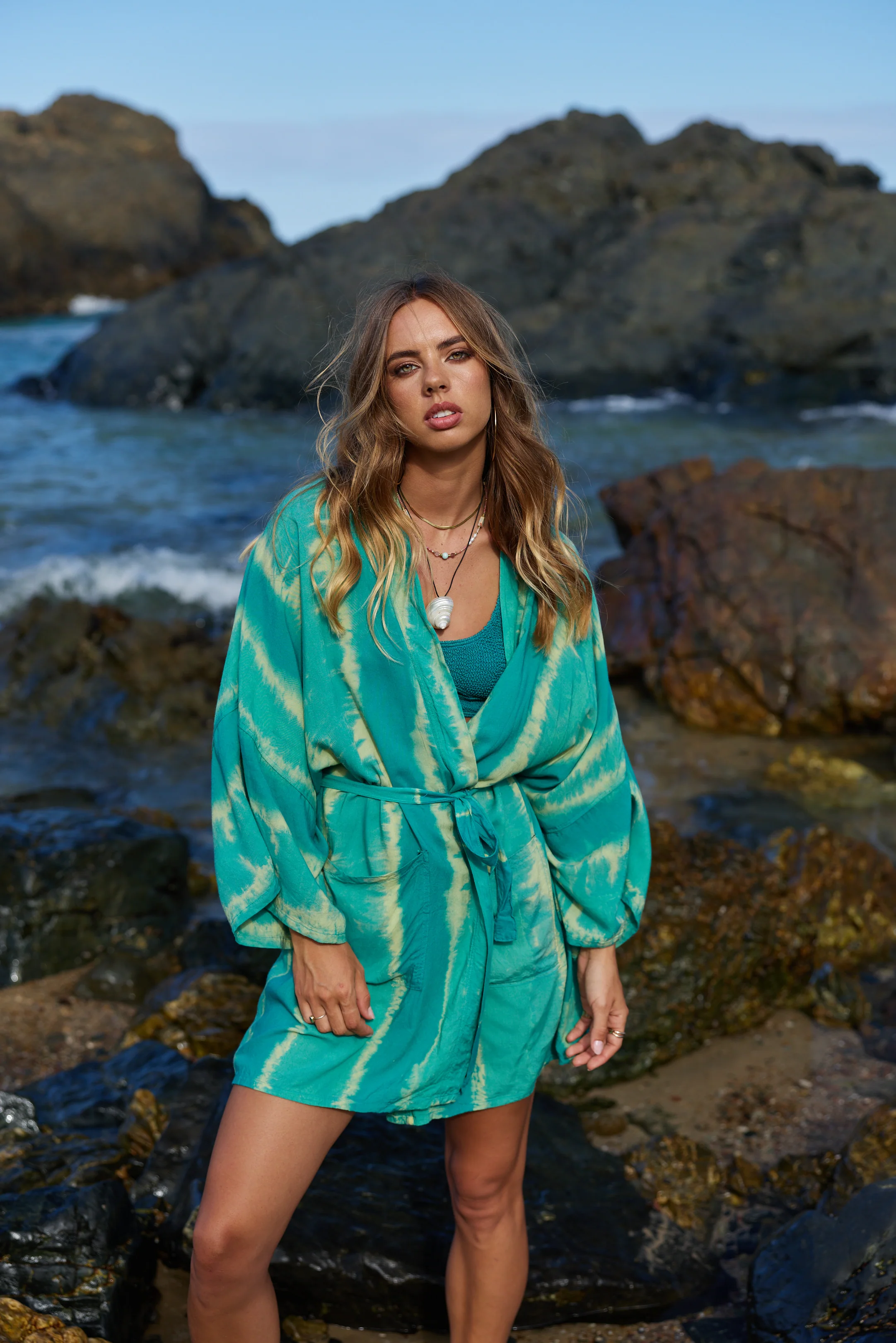 (WS) Mid Length Kimono ~ Sea Glass