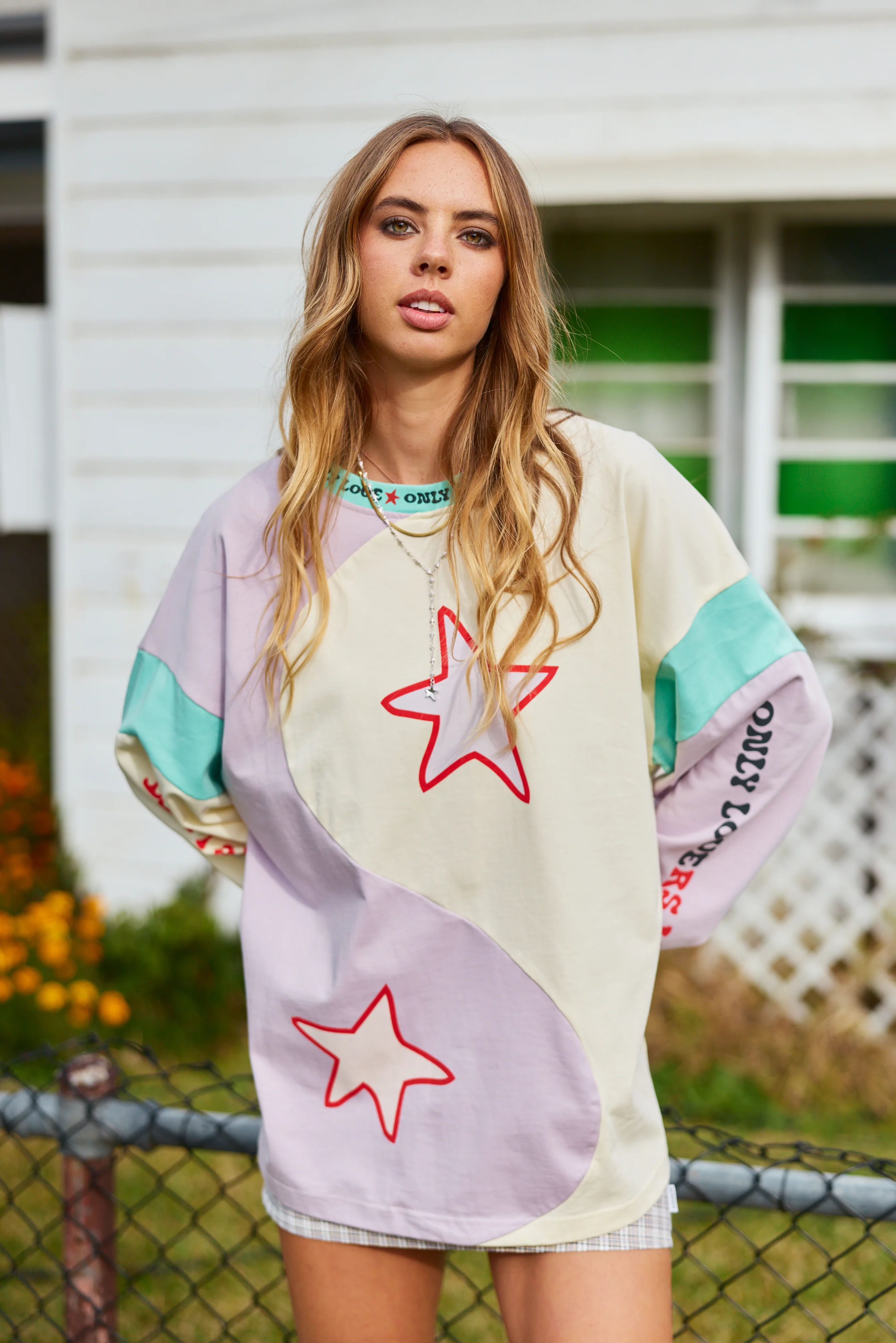 Yin Yang Long Sleeve Tee ~ Lilac Aqua - Image 4