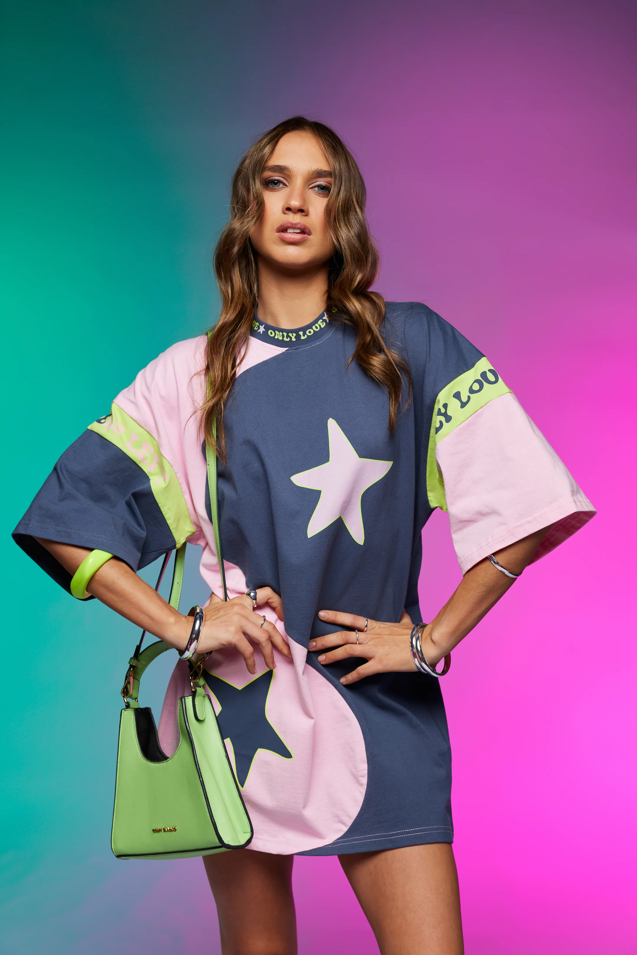 Yin Yang Tee Dress ~ Charcoal Lime - Image 7